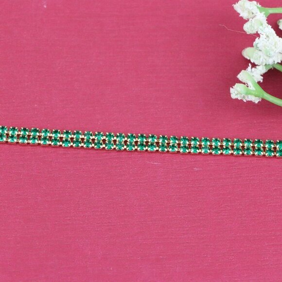 Rose Gold Bracelet with Green Stones, XPBL0679 - Picture 12 of 12